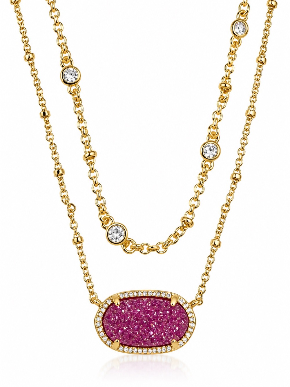 Kendra Scott Elisa double strand Gold Necklace in Mulberry Drusy